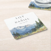 Moderne Berg Wilde Bloemen Bruiloft Kartonnen Onderzetters (Schuin)