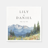 Moderne Berg Wilde Bloemen Bruiloft Servet (Voorkant)