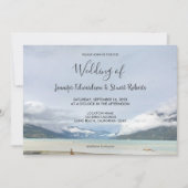 Moderne berg zomer strand bruiloft kaart (Voorkant)