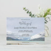 Moderne berg zomer strand bruiloft kaart (Staand voorkant)