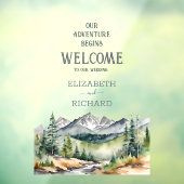 Moderne Bergen Rustieke Avontuur Huwelijk Welkom Raamsticker (Vel 3)