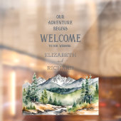 Moderne Bergen Rustieke Avontuur Huwelijk Welkom Raamsticker (Vel 2)