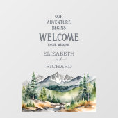 Moderne Bergen Rustieke Avontuur Huwelijk Welkom Raamsticker (Vel)