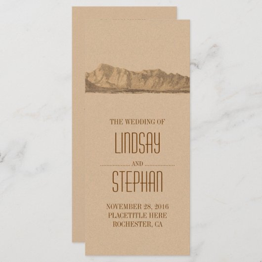 Moderne Bergen Trouwprogramma's Programmakaart (Voorkant / Achterkant)