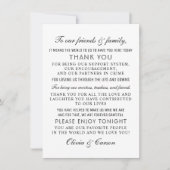 Moderne Berichten in zwart-wit en witscript Bedankkaart (Voorkant)