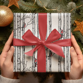 Moderne berkenbomen en rode kardinaalvogels cadeaupapier