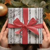Moderne berkenbomen en rode kardinaalvogels cadeaupapier