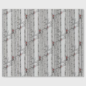 Moderne berkenbomen en rode kardinaalvogels cadeaupapier (Vlak)
