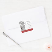 Moderne berkenbomen en rode kardinaalvogels vierkante sticker (Envelop)