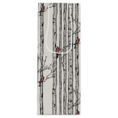 Moderne berkenbomen en rode kardinaalvogels wijn cadeautas (Voorkant)