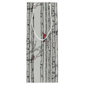 Moderne berkenbomen en rode kardinaalvogels wijn cadeautas (Achterkant)