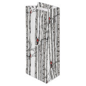 Moderne berkenbomen en rode kardinaalvogels wijn cadeautas (Achterkant Gekanteld)