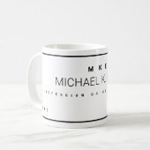 Moderne beroep bedrijfsnaam wit koffiemok (Voorkant links)