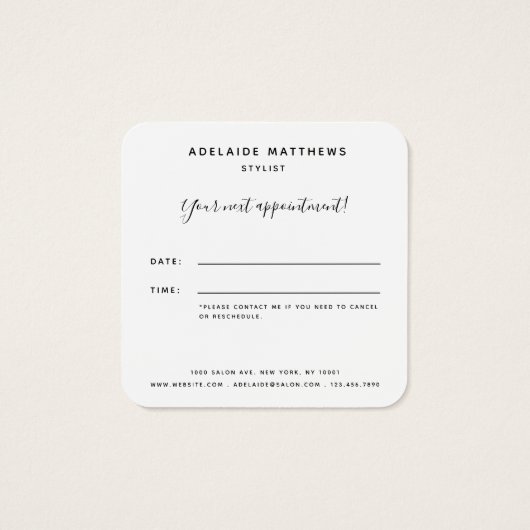 Moderne beroepskaart voor het aanwijzen van salon vierkante visitekaartjes (Achterkant)