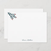 Moderne Berries Illustratie elegante kerst Notitiekaartje (Voorkant / Achterkant)