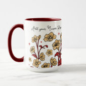 Moderne Berry & Brunt Brown FLORAL personaliseren Mok (Links)