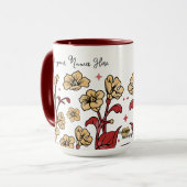 Moderne Berry & Brunt Brown FLORAL personaliseren Mok (Voorkant links)