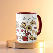 Moderne Berry & Brunt Brown FLORAL personaliseren Mok
