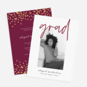 Moderne Berry Faux Gold Stippen Fotoafstudeerfeest Kaart