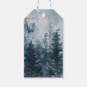 Moderne besneeuwde winter bos bedankje cadeaulabel (Achterkant)