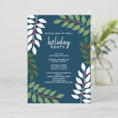 moderne bessen eucalyptus Download Vakantie Party Kaart (Staand voorkant)