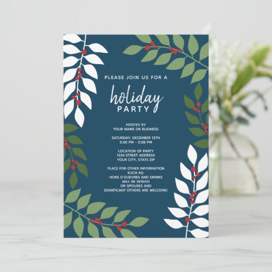 moderne bessen eucalyptus Download Vakantie Party Kaart (Staand voorkant)