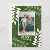 moderne bessen eucalyptustakken Kerstfoto Feestdagenkaart (Voorkant)