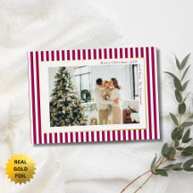 Moderne bessenrode strepen foto kerst goud