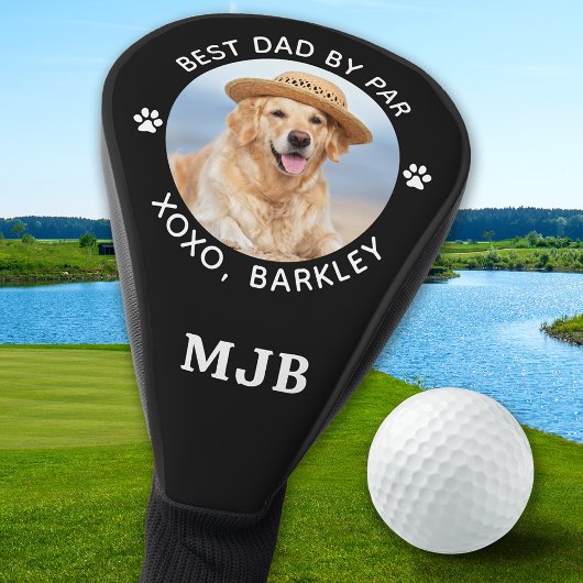 Moderne BEST DAD BY PAR - Hondenfoto gepersonalise Golfheadcover