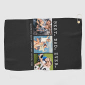 Moderne BEST DAD EVER 3 Foto's Gepersonaliseerde A Golfhanddoek (Horizontaal)