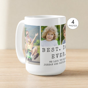Moderne BEST DAD EVER 4 Fotocollage Gepersonalisee Koffiemok