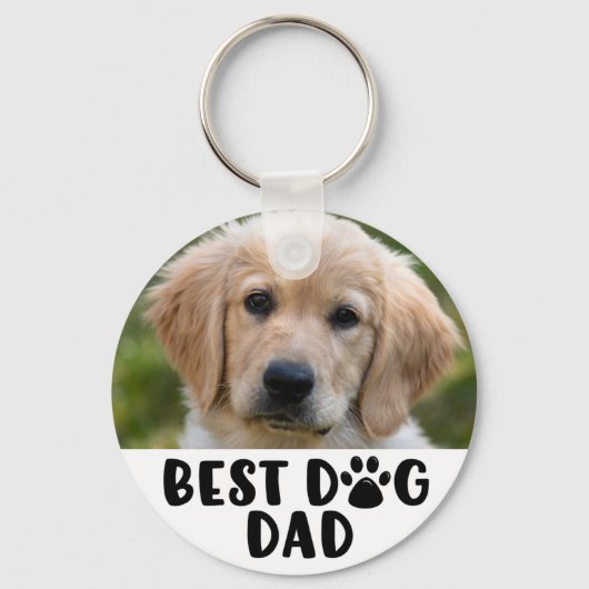 Moderne, BEST DOG DAD Paw Print Foto Sleutelhanger (Voorkant)
