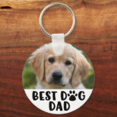 Moderne, BEST DOG DAD Paw Print Foto Sleutelhanger (Voorkant)
