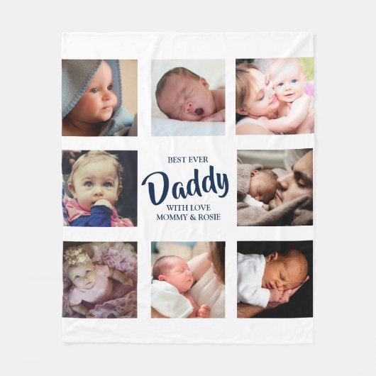 Moderne Best Ever Daddy Fotocollage Fleece Deken (Voorkant)