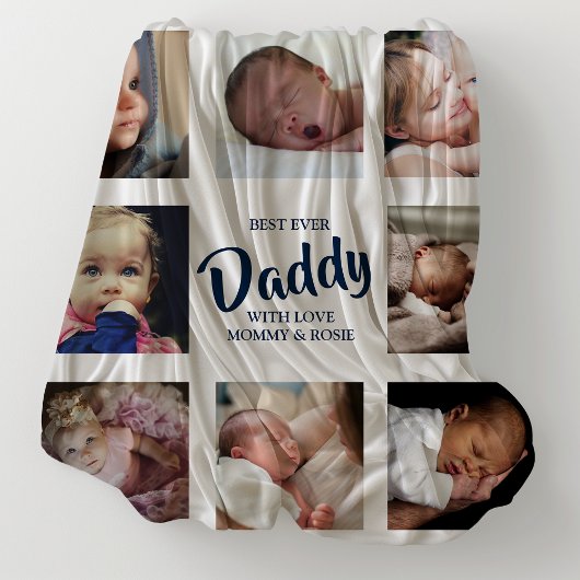 Moderne Best Ever Daddy Fotocollage Fleece Deken