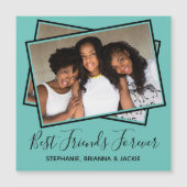 Moderne Best Friends Photo Personalized Blauwgroen (Voorkant)