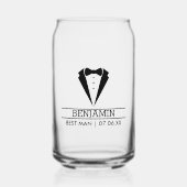 Moderne Best Man Custom Naam met Tuxedo Blikvorm Glas (Voorkant)
