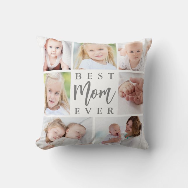 Moderne BEST MOM EVER 7 Fotocollage Custom Color Kussen (Voorkant)