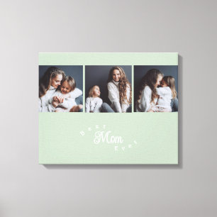 Moderne Best Mom Ever Elegante Script 3 Foto Canvas Afdruk