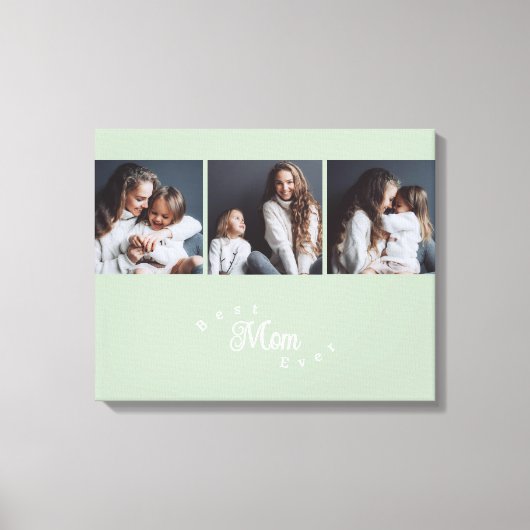 Moderne Best Mom Ever Elegante Script 3 Foto Canvas Afdruk (Voorkant)