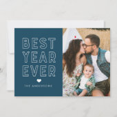 Moderne 'Best Year Ever' Navy Foto Feestdagenkaart (Voorkant)