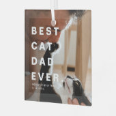 Moderne BESTE CAT PAPA OOIT Custom Foto Glas Ornament (Voorkant links)