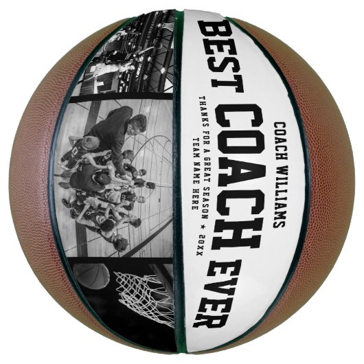 Moderne BESTE COACH EVER Cool Trendy Photo Collage Basketbal (Verticaal)
