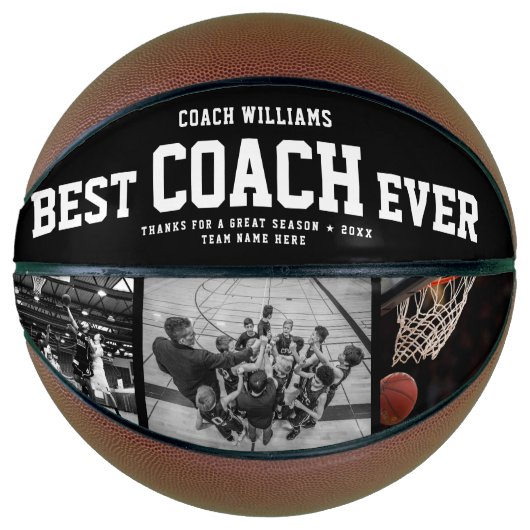Moderne BESTE COACH EVER Cool Trendy Photo Collage Basketbal (Voorkant)