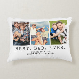 Moderne BESTE DAD EVER 3-foto's op maat Accent Kussen