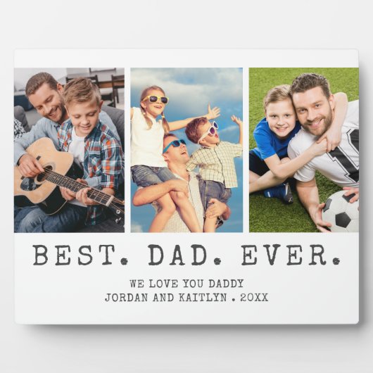 Moderne BESTE DAD EVER 3-foto's op maat Fotoplaat (Voorkant)