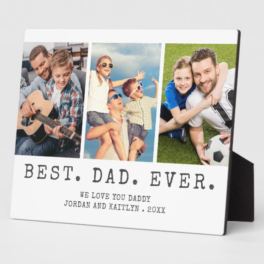Moderne BESTE DAD EVER 3-foto's op maat Fotoplaat (Zijkant)