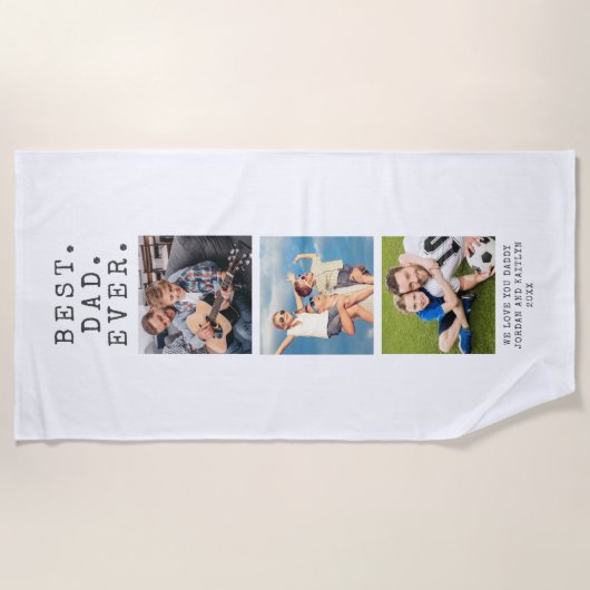 Moderne BESTE DAD EVER 3-foto's op maat Strandlaken (Voorkant)