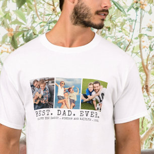 Moderne BESTE DAD EVER 3-foto's op maat T-shirt