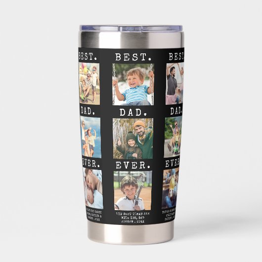 Moderne BESTE DAD OOIT 18 Foto's Aangepaste kolomm Geïsoleerde Drinkbeker (Achterkant)